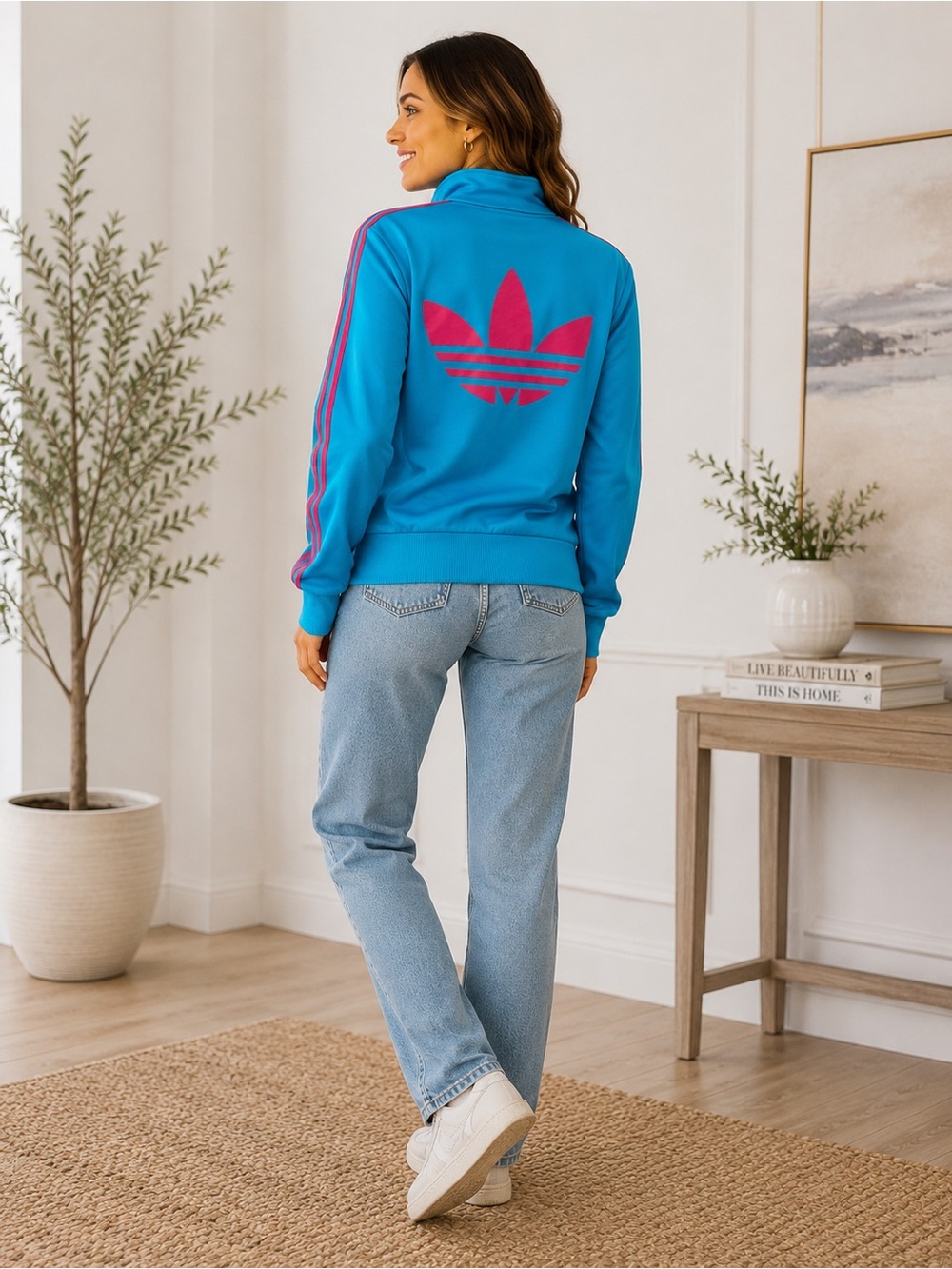 Adidas Originals 2008 Track Jacket Turquoise Pink Trefoil Full Zip Retro Y2K